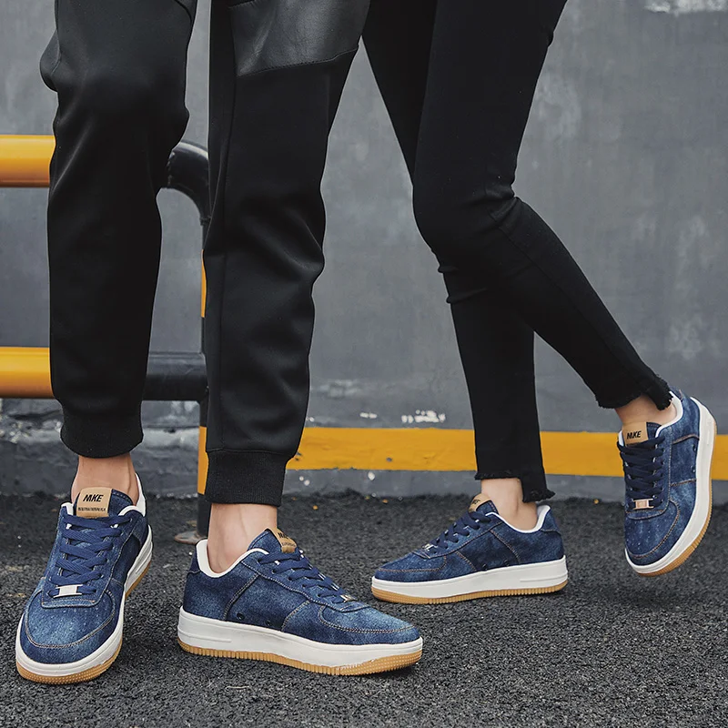 Cedakeline/Повседневная обувь из джинсовой ткани для пар Цвет белый черный синий