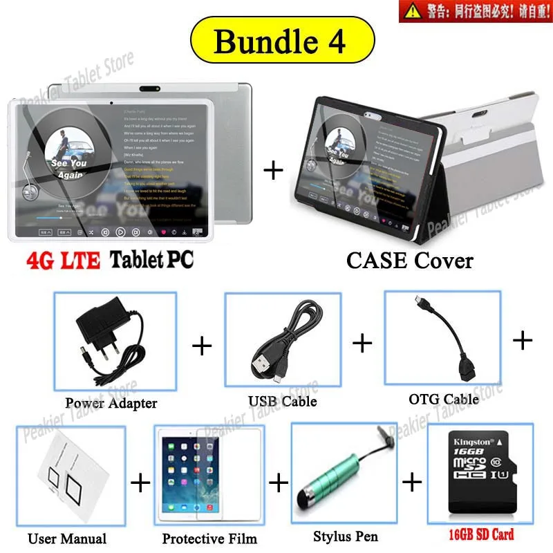 4G LTE TAB Add Case 10-дюймовый планшетный ПК Octa Core 128G Планшеты Android 9,0 Wi-Fi Bluetooth gps 3g 4 аппарат не привязан к оператору сотовой связи Телефонный звонок Dual SIM 10,1 дюймов tabets - Комплект: 4G LTE TAB Add Case