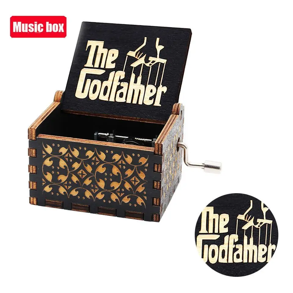 Классическая популярная деревянная Черная Музыкальная шкатулка с ручкой