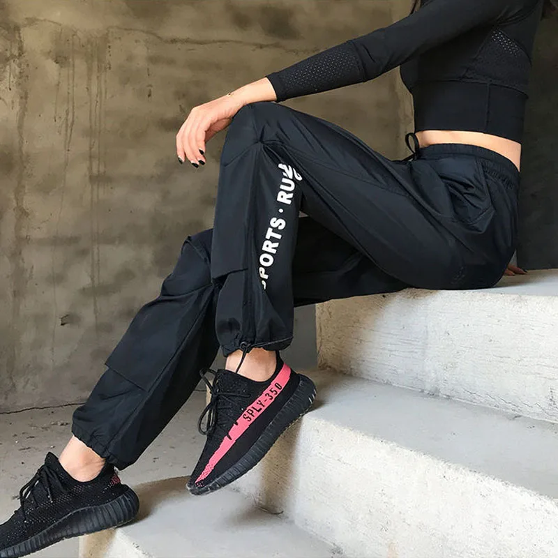 

Pants Women Fashion High Waist Drawtring Trousers Laides Plus Size Casual Streetwear Pant Letter Print Loose Jogging Sport Harem