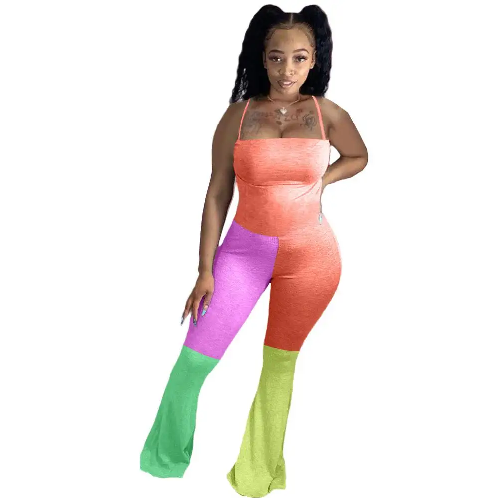 Женский комбинезон на бретелях-спагетти без рукавов