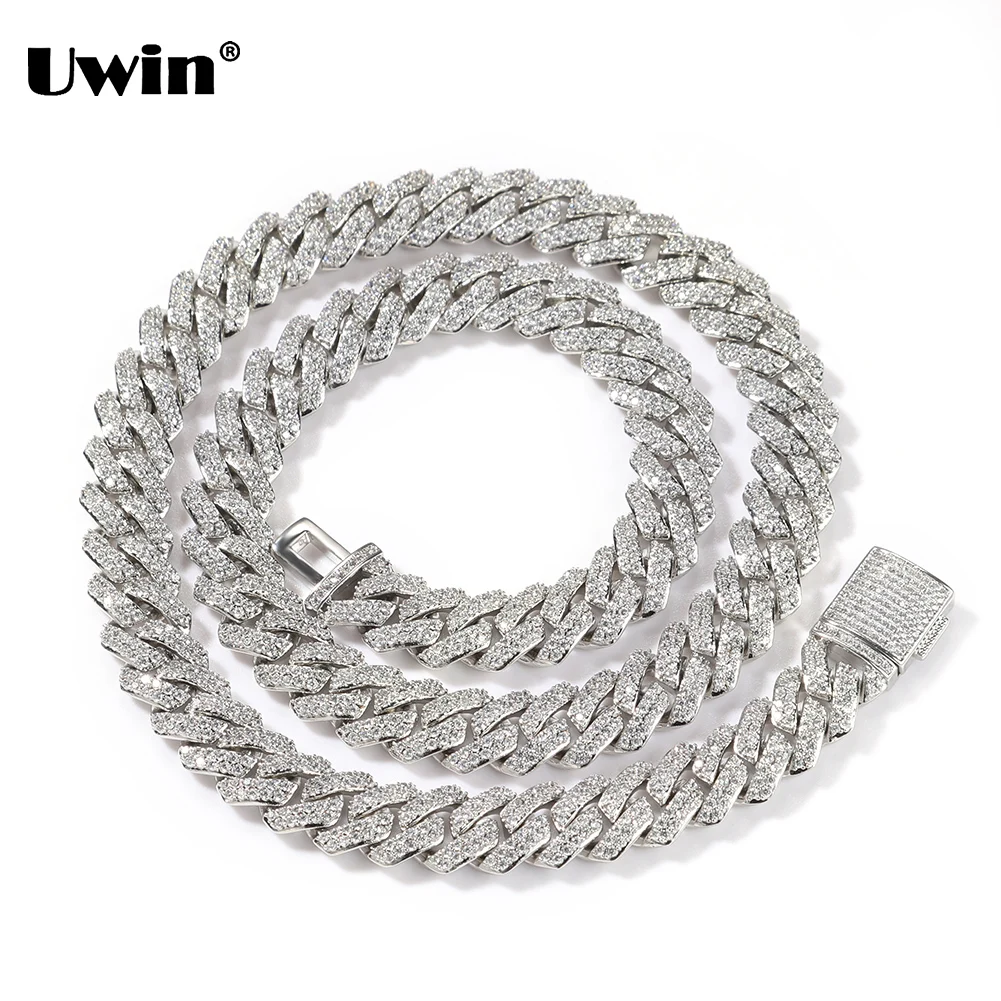 UWIN 10mm  Prong Cuban Chain Necklace Iced Out S-link Pave Setting Choker for Women Men Fashion Hip Hop Jewelry