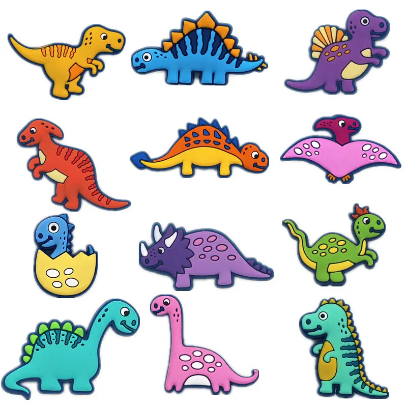 Single Sale 1Pcs Shoe Charms Novelty Cute Dinosaurs Shoe Accessories Shoe Buckle Decoration for croc jibz Kid's Party X-mas Gift