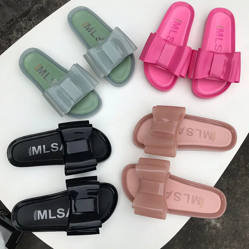 Женские шлепанцы Melissa летние пляжные с бантом на плоской подошве размеры 36-39 2020 |