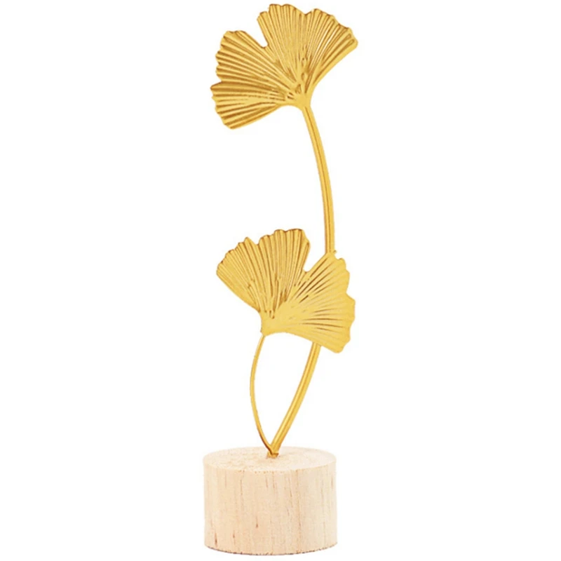 

1 Set Resin Angel Figurines Electronic Candlestick Crafts & 1 Set Simple Golden Wrought Iron Ginkgo Leaf Ornaments