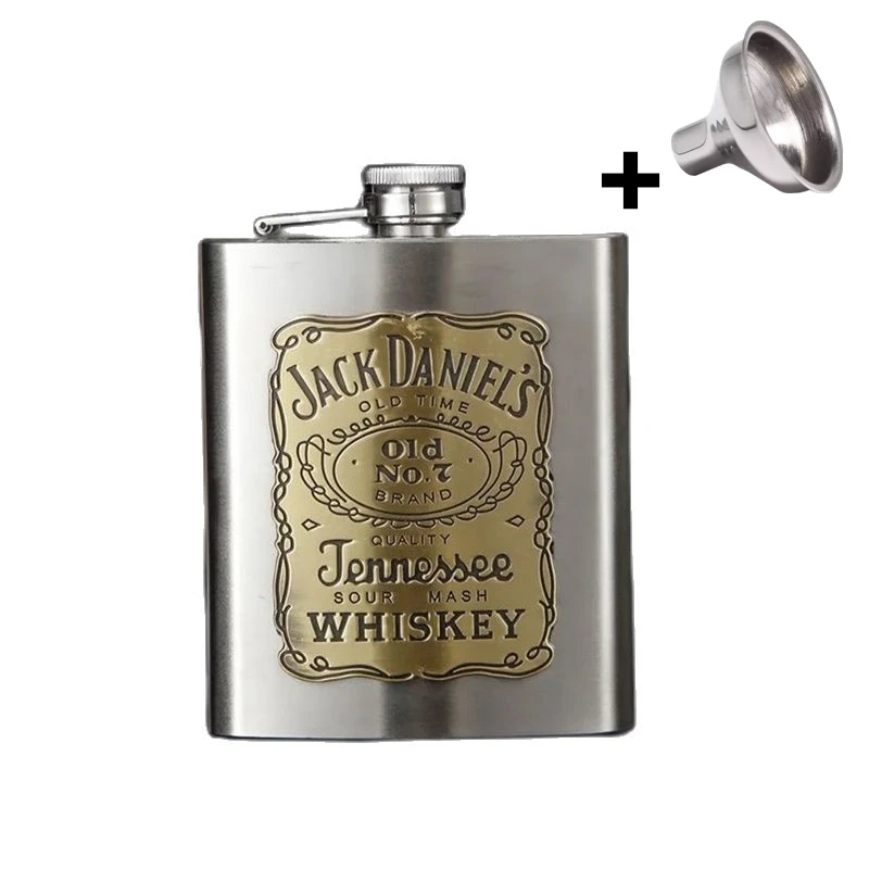 

Stainless Steel Engraved Hip Flask Vodka Wine Pot Portable Flagon Funnel 7oz Outdoor Camping Liquor Whiskey Bottle Best Man Gift