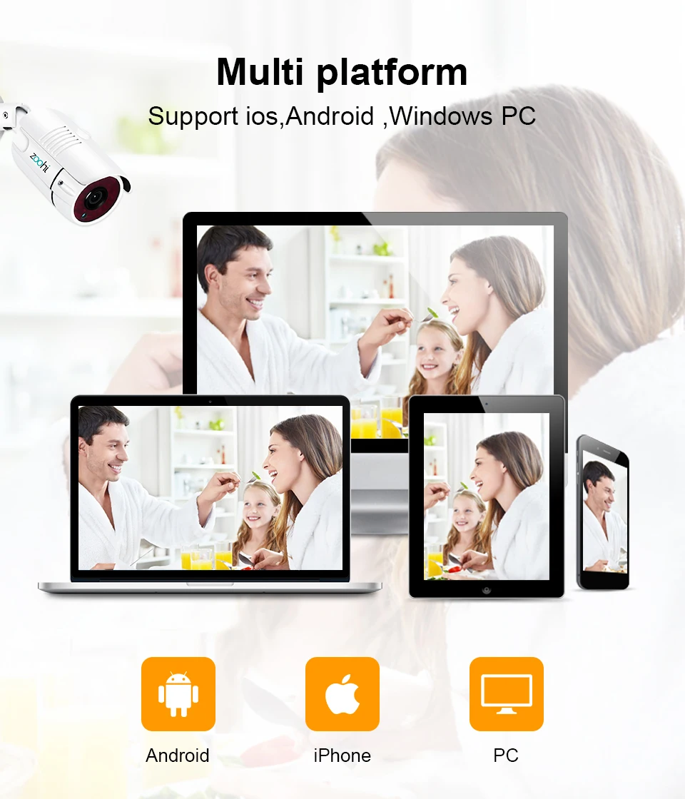 Zoohi 2CH 720 P/1080 P AHD Камера видеонаблюдения комплект P2P HDMI H. 264 DVR система видеонаблюдения Водонепроницаемая наружная камера безопасности комплект