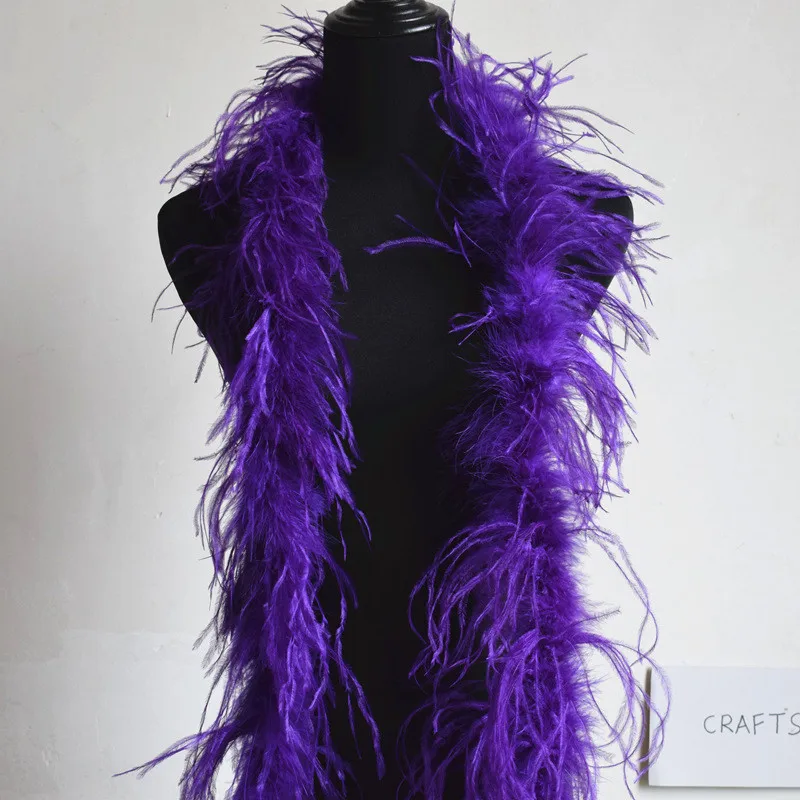 Purple 2 м пушистое страусиное перо боа юбка костюмы/отделка для вечерние/Костюм Ремесло страусиное перо в Свадебные украшения - Color: Purple
