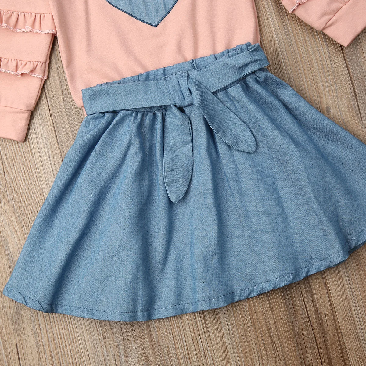 Одежда для маленьких девочек топы с оборками футболка + юбка пачка комплект