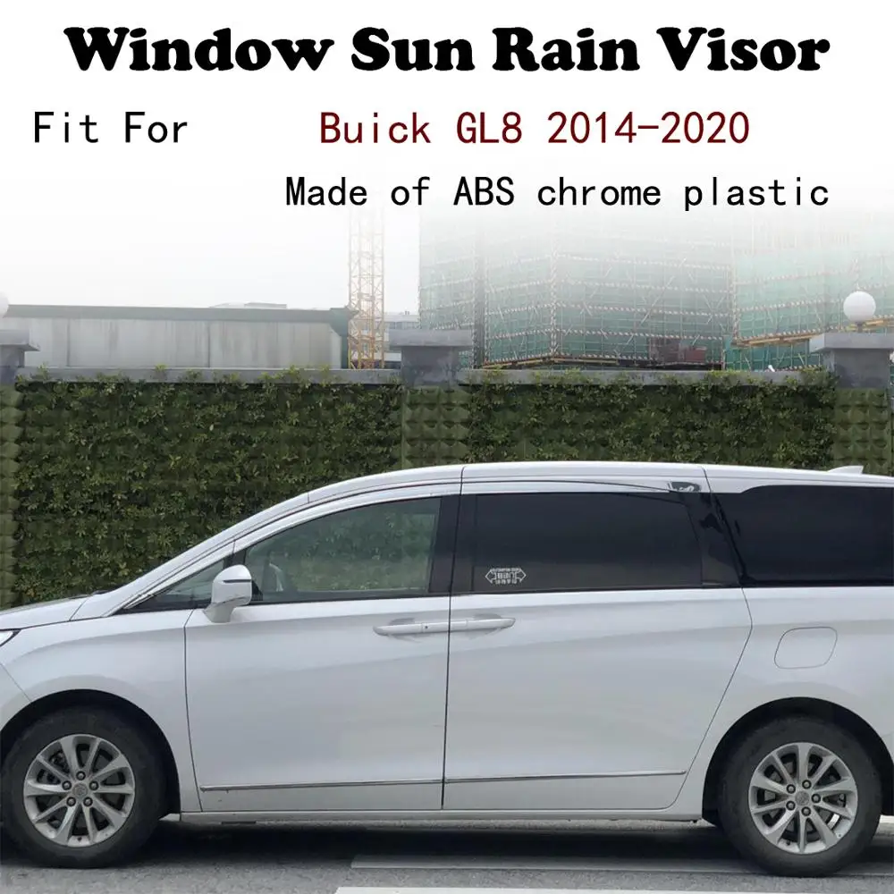

ABS Chrome plastic Window Visor Vent Shades Sun Rain Guard car accessories For Buick GL8 2014-2020
