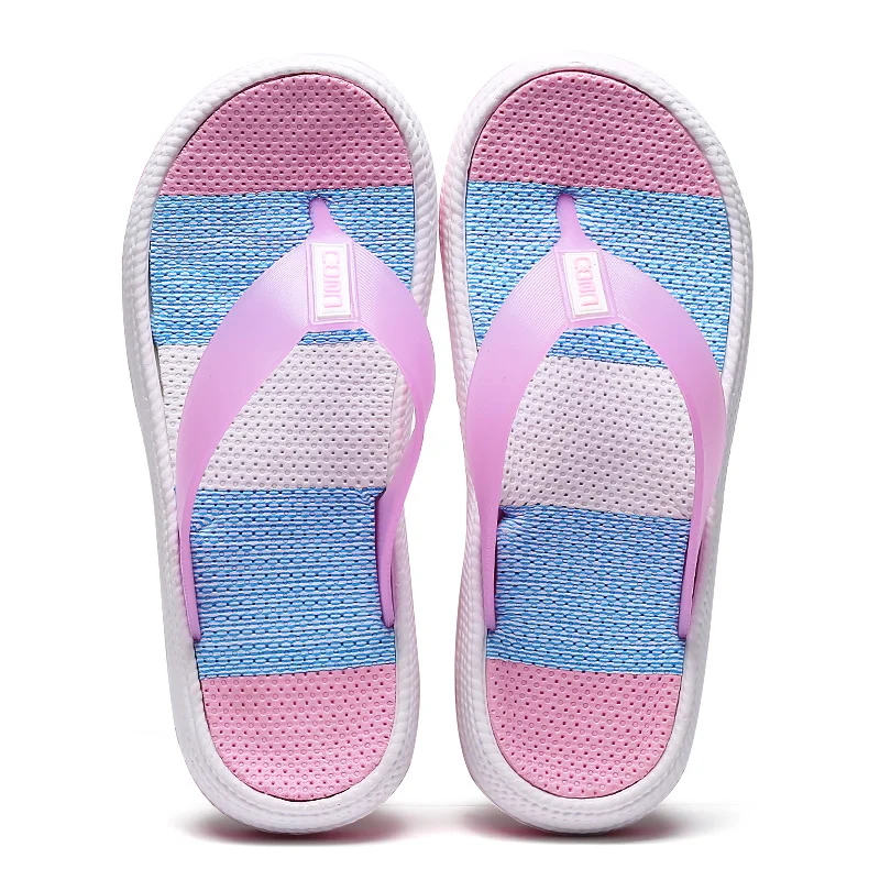 2020 Summer Slippers Women Casual Massage Durable Flip Flops Beach Sandals Female Wedge Striped Lady Shoes Plus Size|Вьетнамки| |