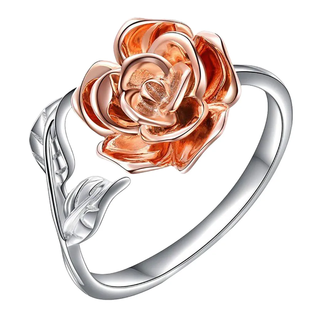 

Luxury Ring Fashion Rose Flower Ring For Women Adjustable Open Ring Finger Ring Wedding Gift Fashion Rings 2020 Women Bulk