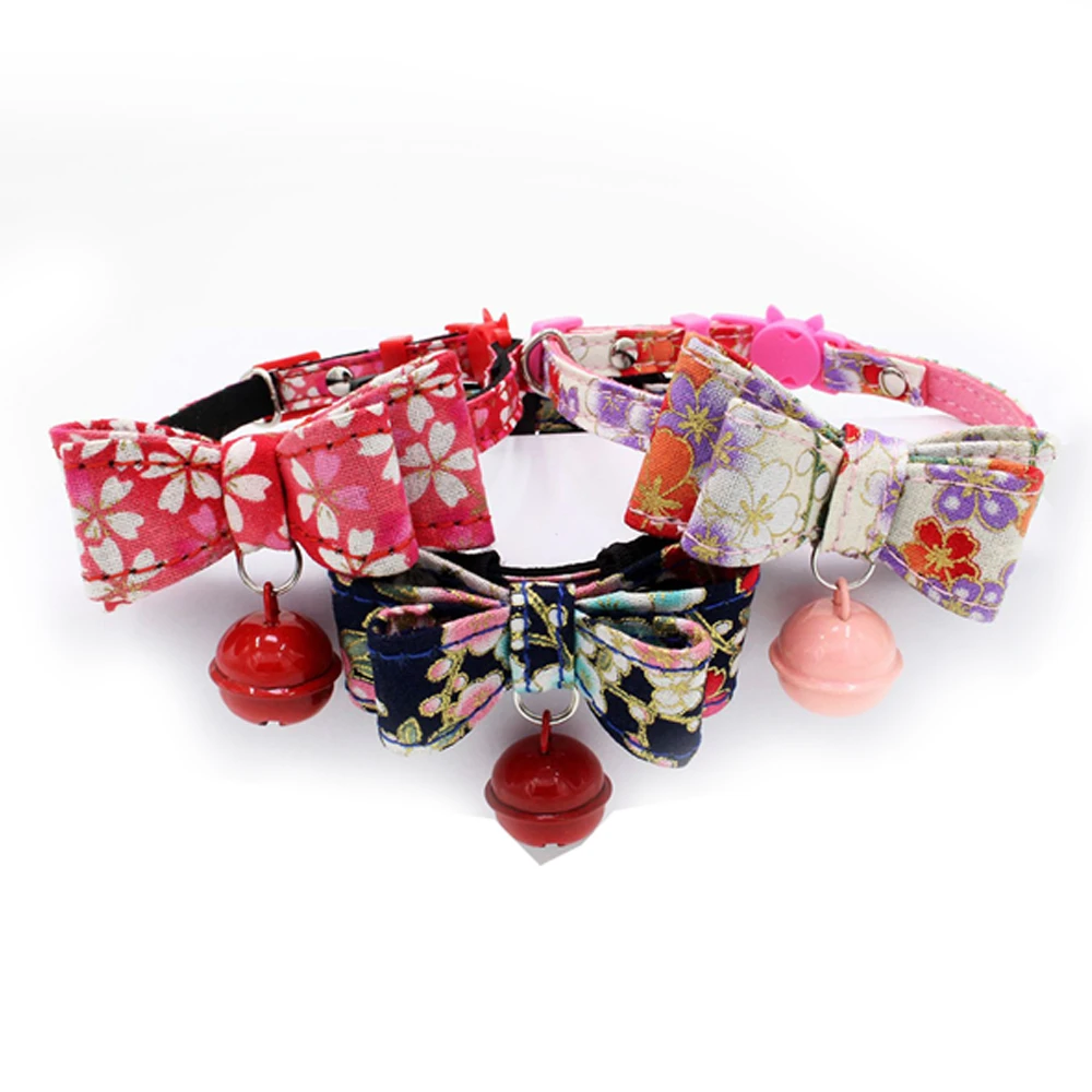 

Pet Cat Dog Bowknot Collar With Bell Cats Puppy Necklace Flower Decoration Pets Accessories For Small Medium Dogs Dropship