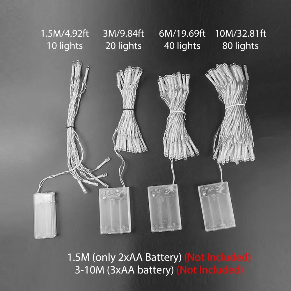 LED String Lights Battery Operated 1.5M 3M 6M 10M Garland Christmas Tree Wedding Party Decoration Holiday Fairy Light | Лампы и