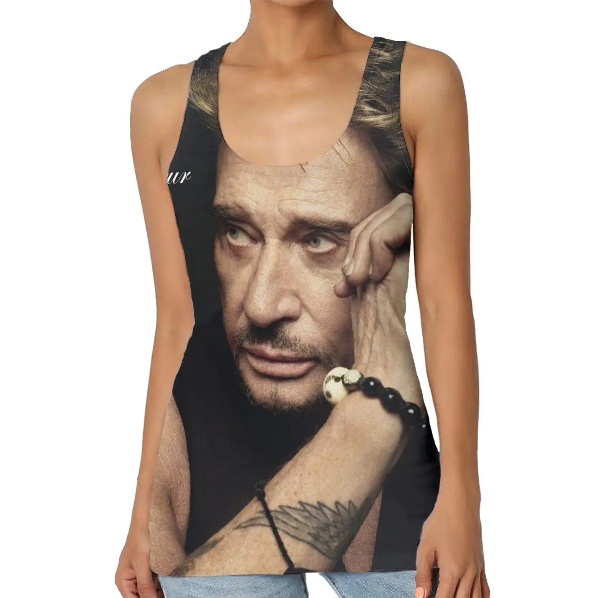 2020 модные Джонни Холлидей майки без рукавов с принтом Топ для женщин Лето жилет