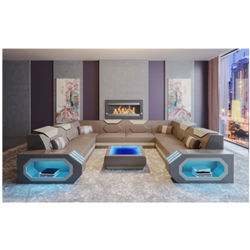 Оптовая продажа мебели для гостиной дешевый угловой диван из кожи 7 местный