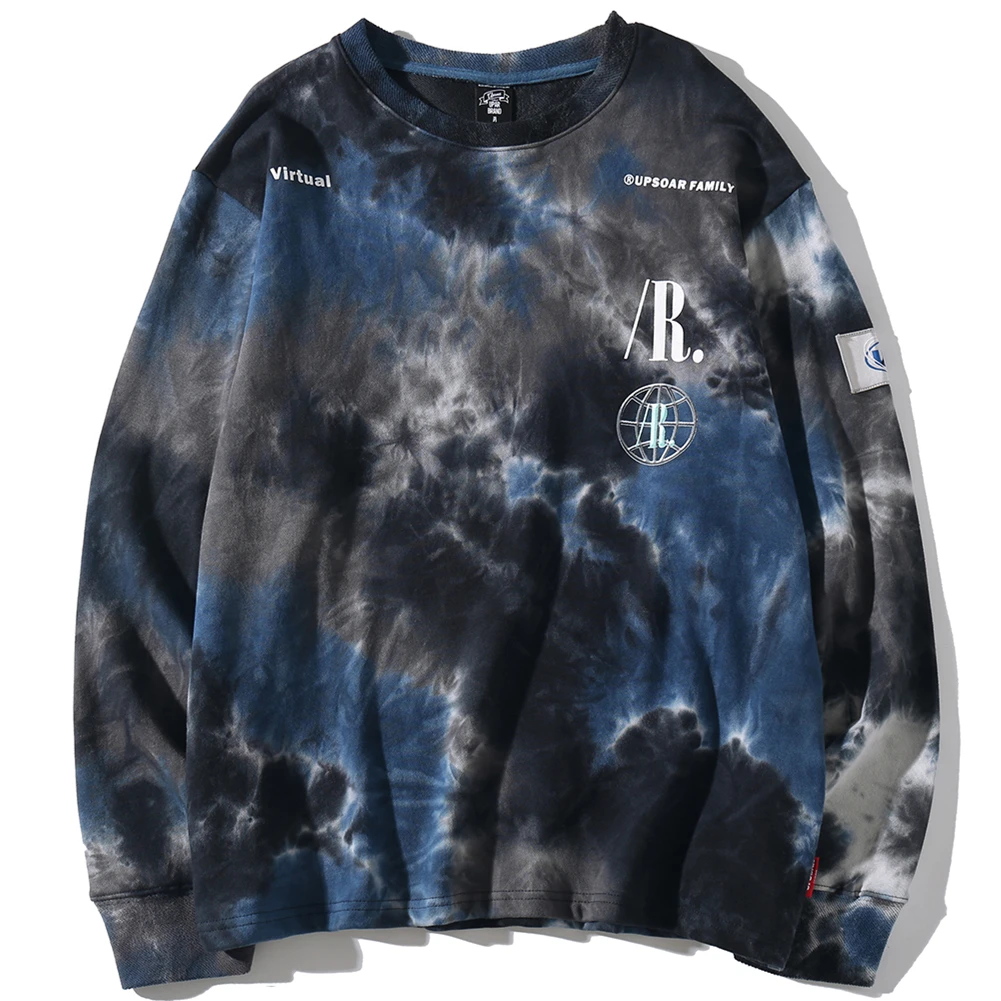 Повседневные свободные худи с круглым вырезом мужские хипстерские толстовки в