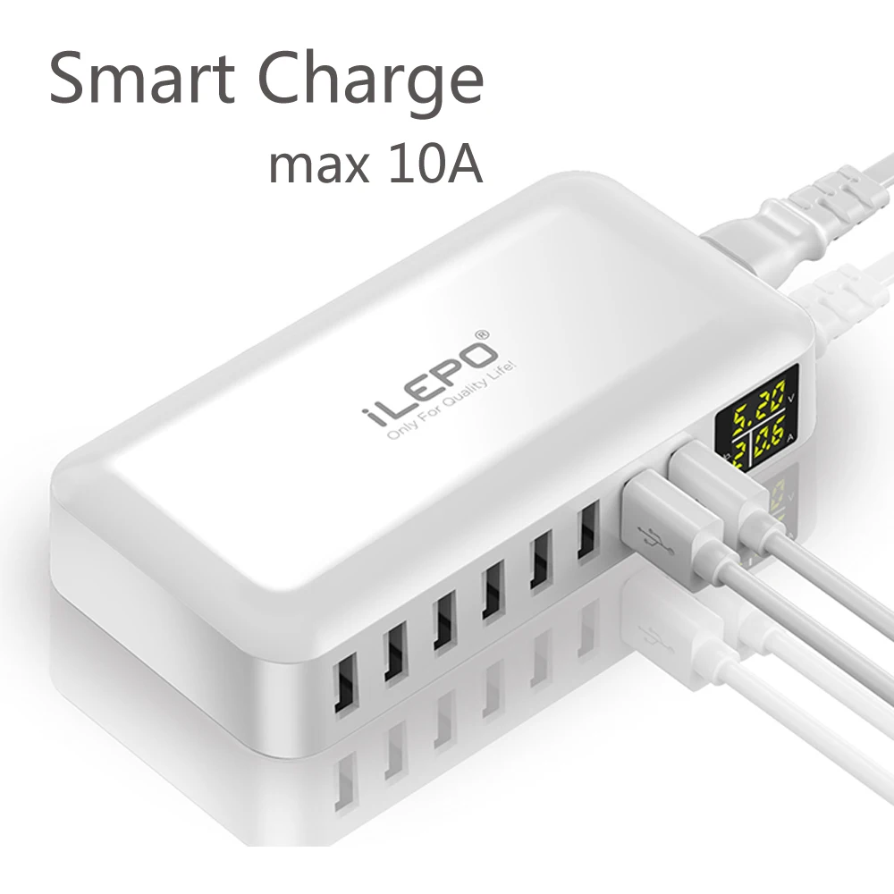 ILEPO 60 Вт 8 портов USB быстрое зарядное устройство QC3.0 HUB умная Быстрая зарядка со