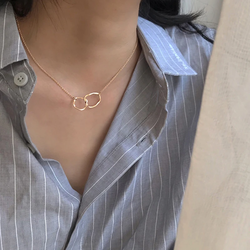 Peri'sBox золотого цвета двойные круглые ожерелья нерегулярные для женщин