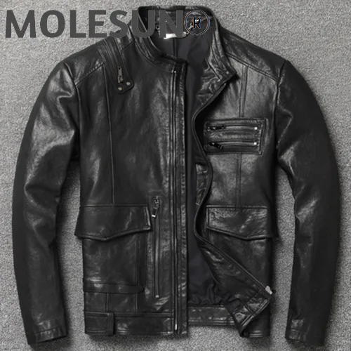 

AKOOSUN Vintage Genuine Leather Jacket Men Goatskin Coat Motorcycle Mens Leather Jackets and Coats Spring Autumn Hommes Veste