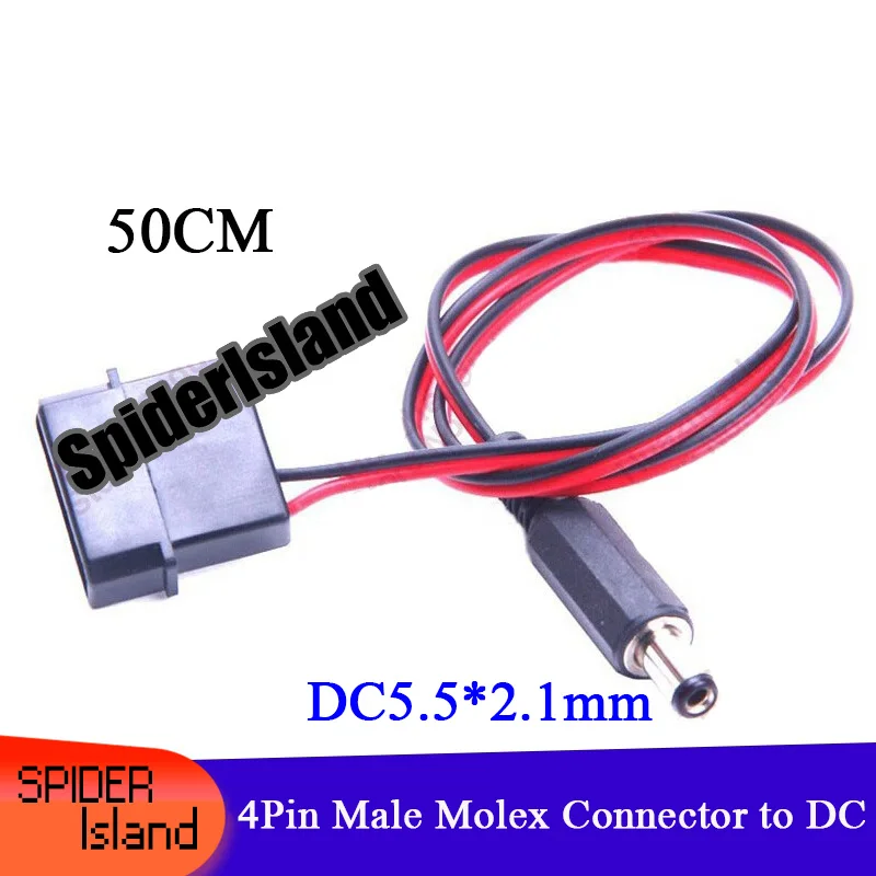 

Бесплатная доставка, 4-контактный Штекерный разъем Molex к DC 5,5*2,1 мм, Штекерный соединительный кабель 18AWG