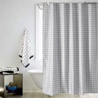simplicity waterproof shower curtain grey square lattice curtain bath for bathroom shower curtain with 12 high quality hooks