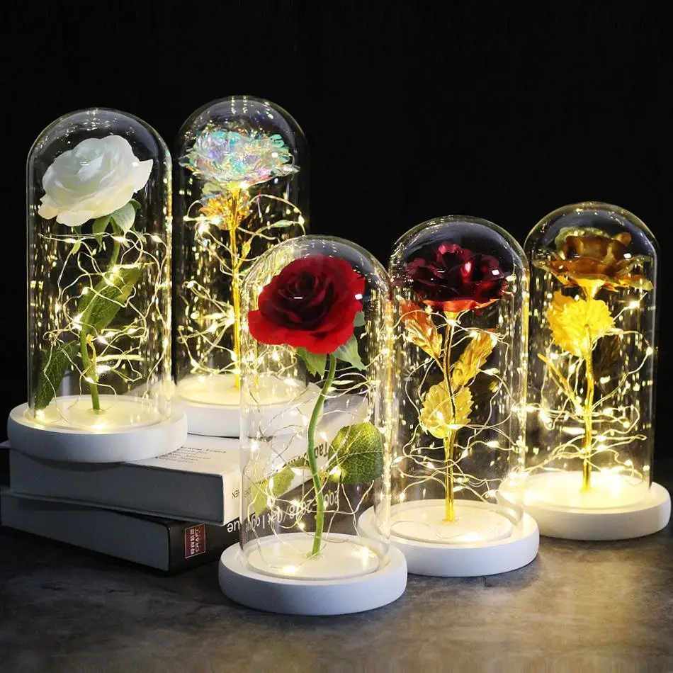 Красота и чудовище Роза Романтические вечные цветы стеклянная крышка Eternel Galaxy