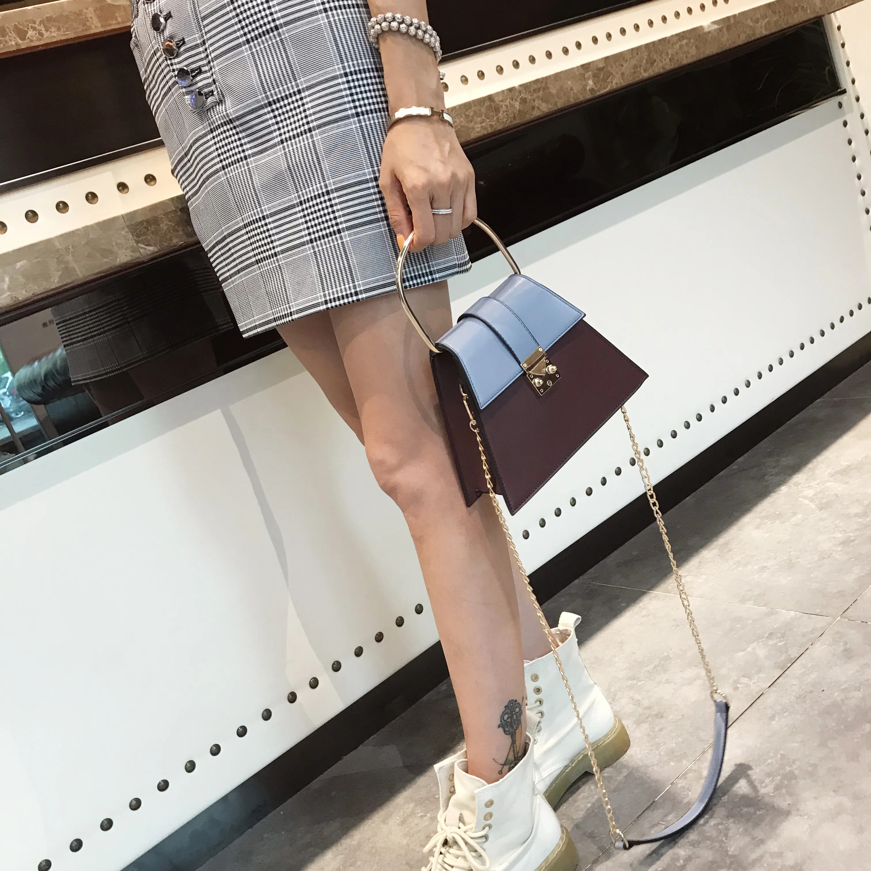 

Handbag 2021 new fashion simple square bag high quality PU leather lady designer handbag lock shoulder shoulder messenger bag
