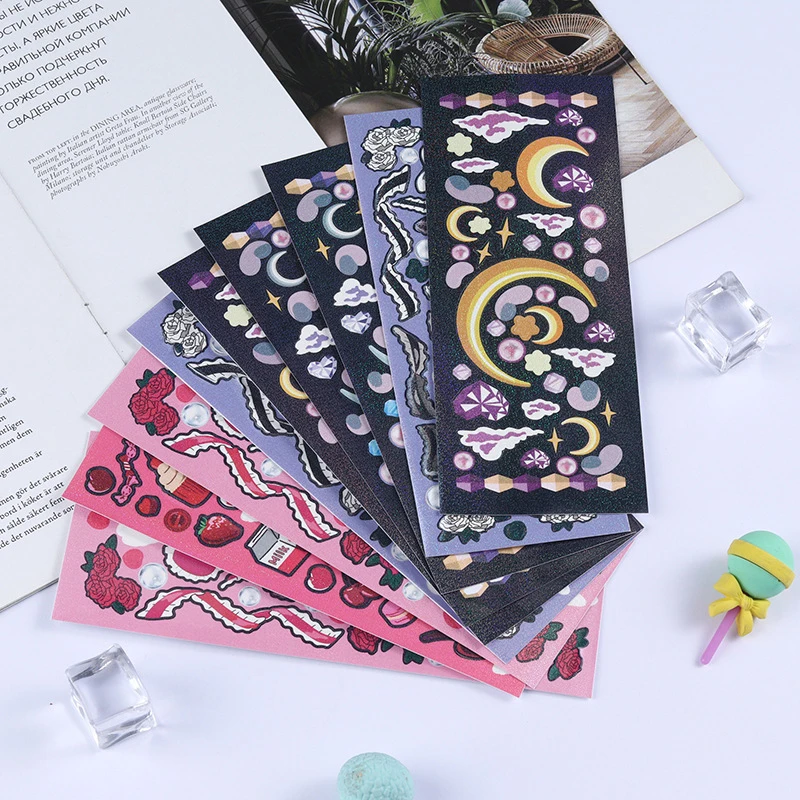 

INS Rose Moon Ribbon Stickers Hand Account Diary Star Chasing Card Photo