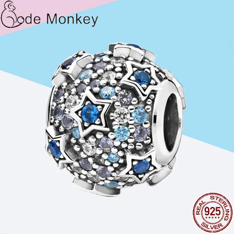 CodeMonkey Clear CZ Blue Star Relief Fit оригинальный 3 мм браслет и Висячие Серьги Горячая