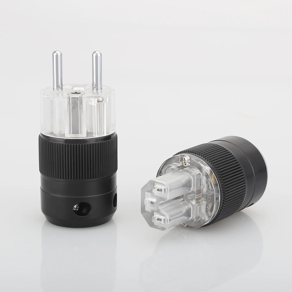 Бесплатная доставка одна пара штепсельных вилок Schuko Посеребренный разъем