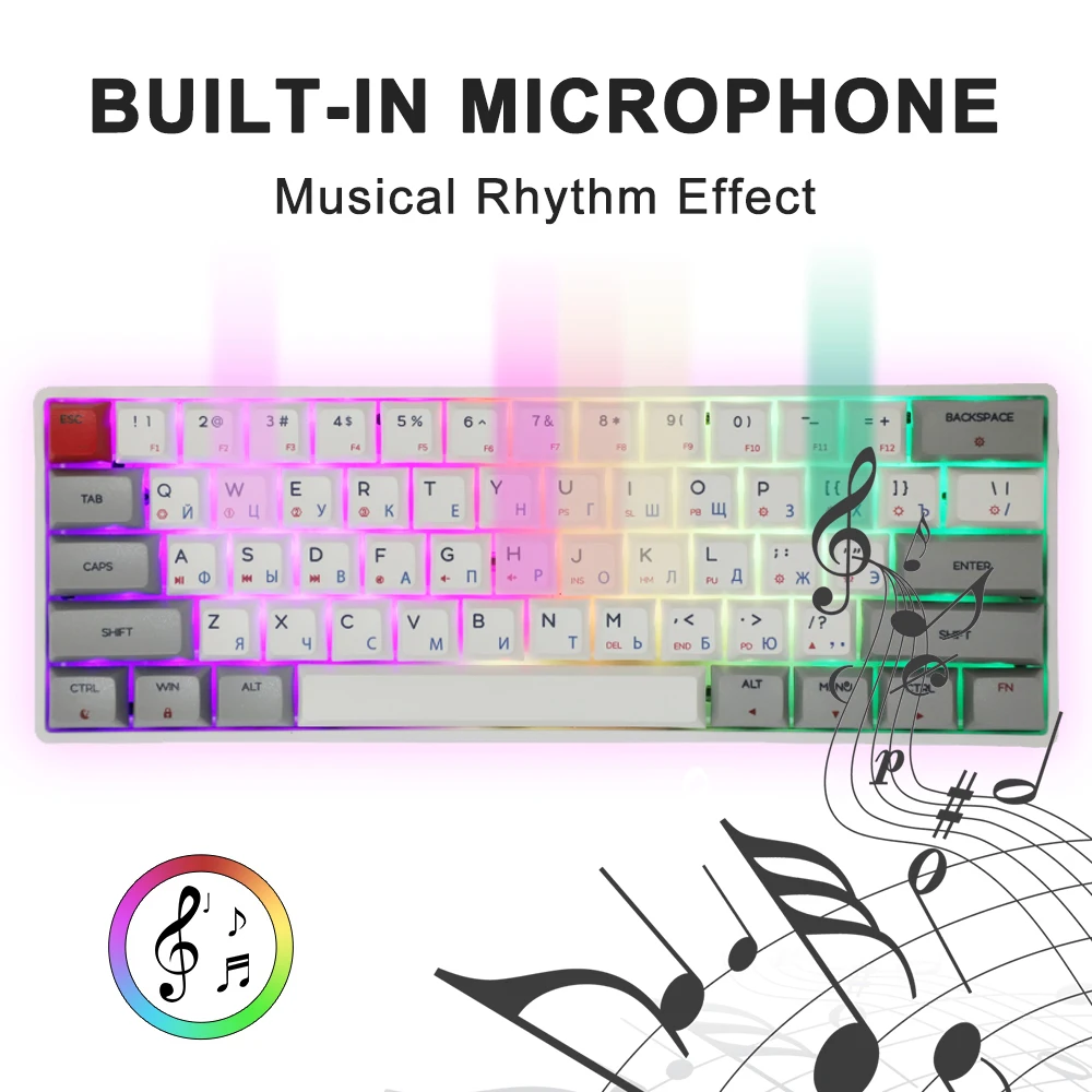 skyloong mechanical keyboard sk61 russian layout wired gateron optical switch rgb backlight pbt keycap macro driver gk61 pc game free global shipping