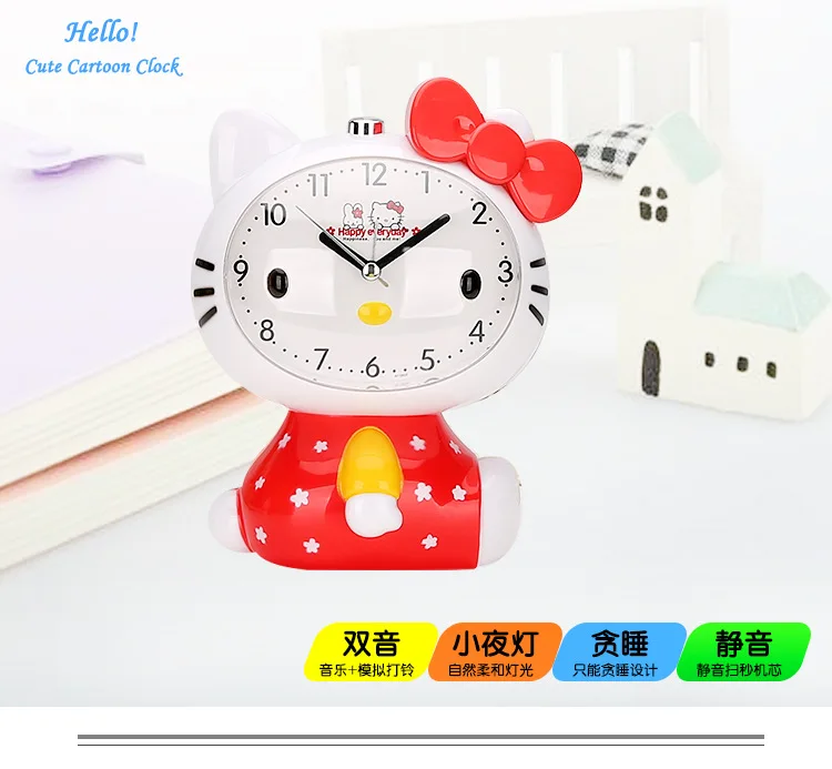 Hello kitty говорящий будильник KT Cat милый полный корпус форма будильник