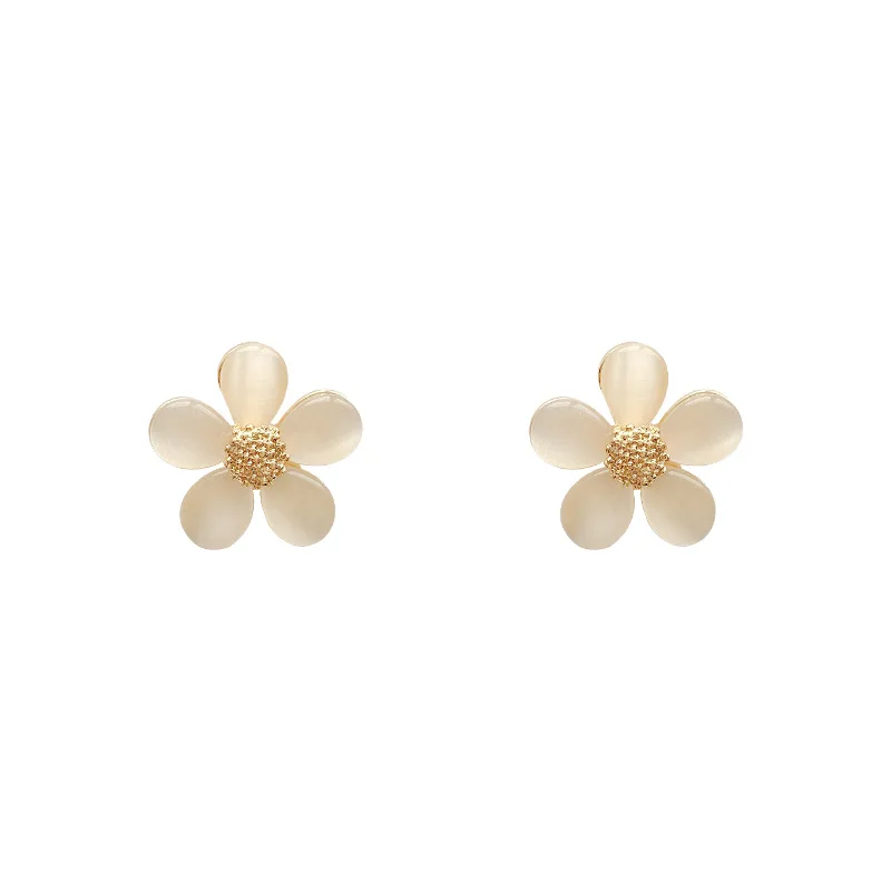 

S925 silver needle new flower pearl earrings women's simple temperament design earrings earrings