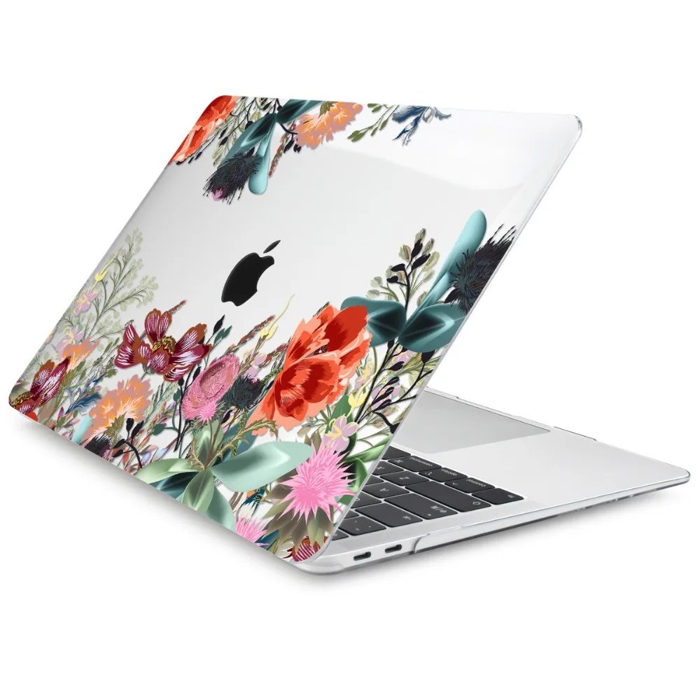 Жесткий Чехол для ноутбука с цветочным принтом для Macbook Pro retina 11 12 13 15 Air Pro 15 16 A2141 A1932 A1989 чехол с кристаллами