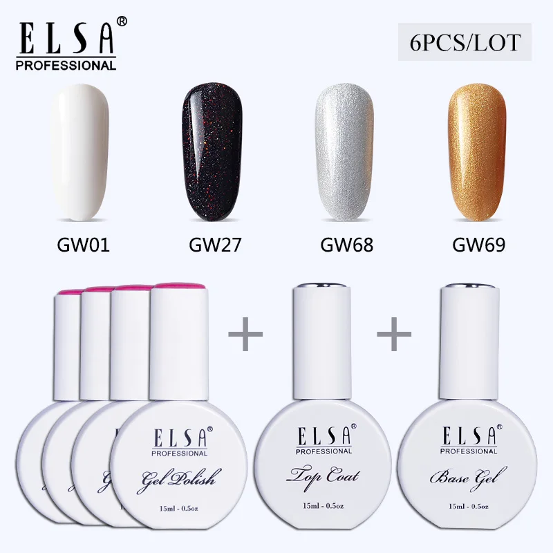 ElSA 6 шт./лот Гель-лак для ногтей отмачиваемый Полупостоянный УФ-светодиодный с