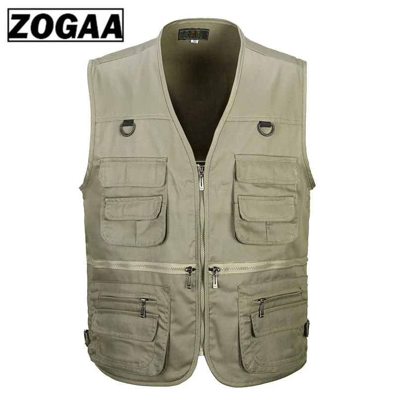 Men Cotton Multi Pocket Vest Summer New Male Casual Thin Sleeveless Jacket With Many Pockets Mens Photographer Baggy Waistcoat | Мужская