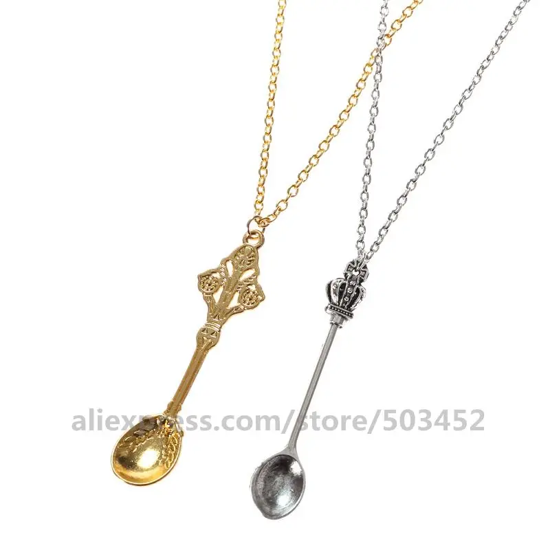 300 шт./лот миниатюрное классическое ожерелье с ложкой в виде короны женское милое