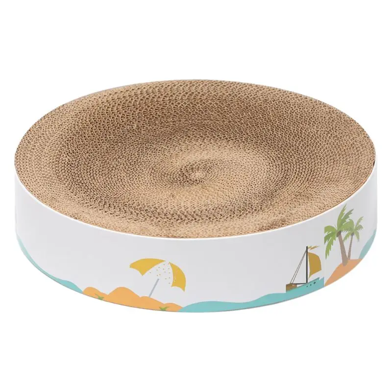 

Cat Scratching Corrugated Cardboard Pad Lounge Bed Round Scratch Pad Cat Kitten Scratcher Rest Bed with Catnip