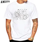 Новая летняя забавная Мужская футболка с коротким рукавом и принтом дорожного велосипеда, белые хипстерские крутые Топы в стиле Харадзюку, дизайнерские футболки для мальчиков с велосипедом