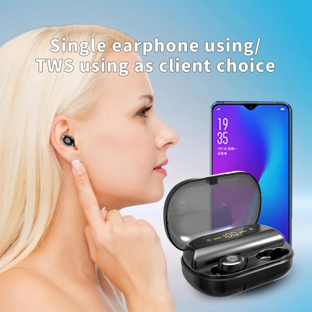 

V11 Bluetooth5.0 Stereo Earphone Wireless Earphones Waterproof In-ear Sport Headphone 4000mAh Charging Box Power Bank