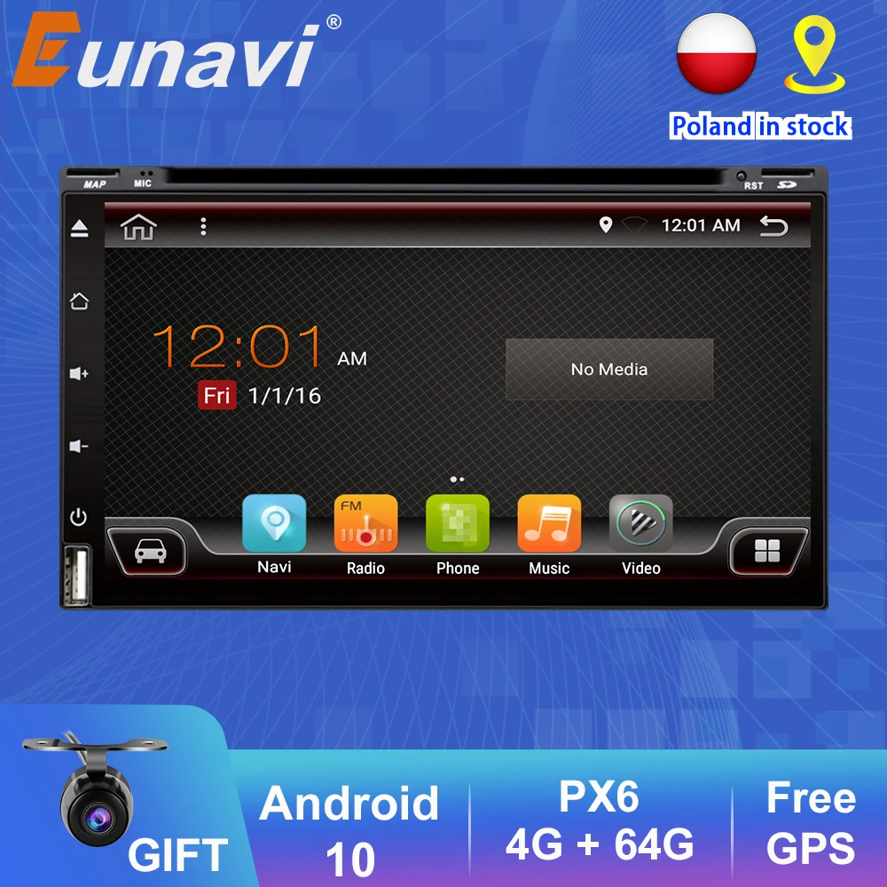 Универсальный мультимедийный плеер Eunavi android 2 Din автомобильный DVD-плеер для Nissan