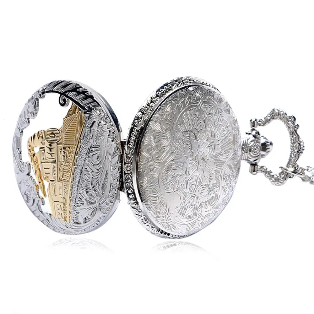 Часы в стиле стимпанк карманные с золотым поездом|pocket watch|pocket watch menquartz pocket |