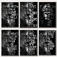 black wild lion inspirational quotes animal canvas painting art poster print office home decor wall art picture