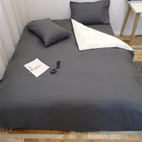 three piece gray white quilt cover foreign trade home textile bedding solid color bedspread cover sheets thickened brushed