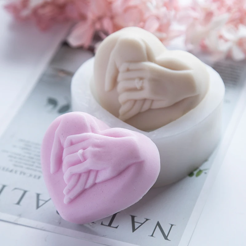 

3d Heart Shape Hand In Hand Handmade Flexible Silicone Soap Mold Soap Stome Mold Soap Making Supplies Chocolate Mold Cake Decor