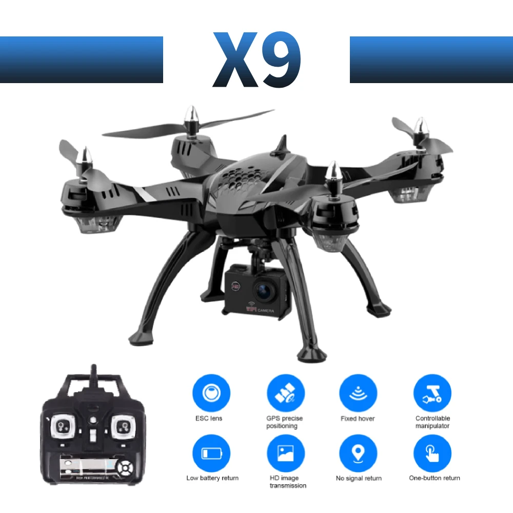 X9 профессиональная широкоугольная камера Дрон 1080p HD gps WiFi FPV щетка Пропеллер для мотора длинная батарея воздушный Дрон на ру Квадрокоптер