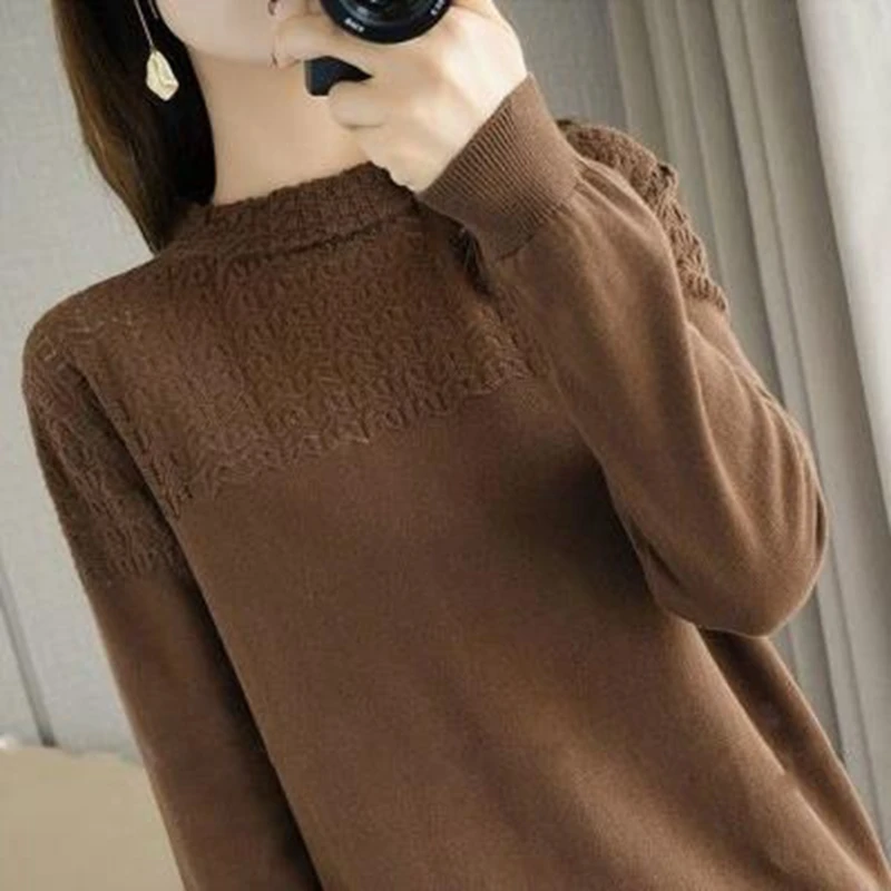 

Korea Style Women's Loose Knitted Pullover Jumper Sweater O Neck Long Sleeve Knitwear Top Fashion Hollow Autumn Winter Sweater