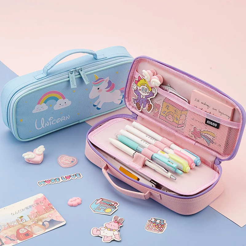 

Large Capacity Pencil Case Unicorn Kawaii Canvas Pencilcase School Case Supplies Pencil Bag School Box Pencil Pouch Stationery