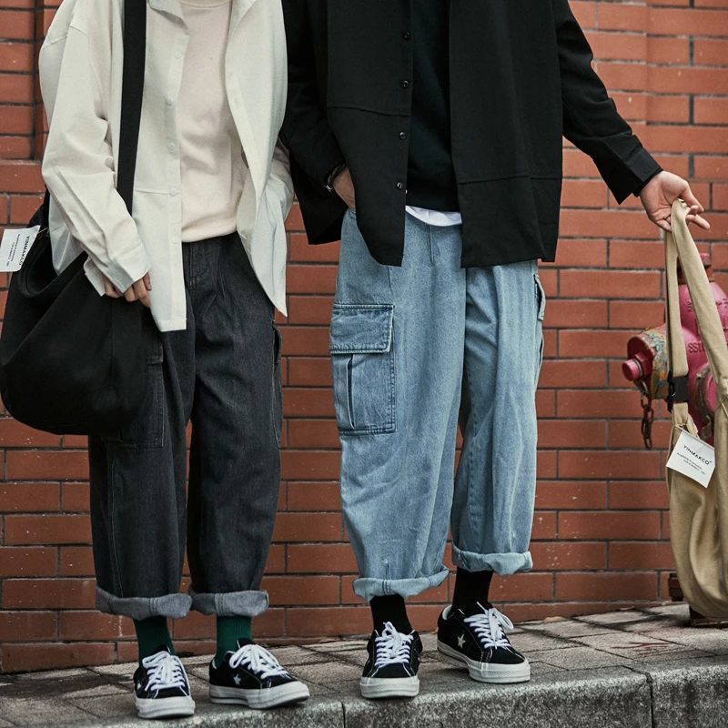 Мешковатые штаны Мужская свободная уличная одежда широкие брюки|Широкие брюки| |